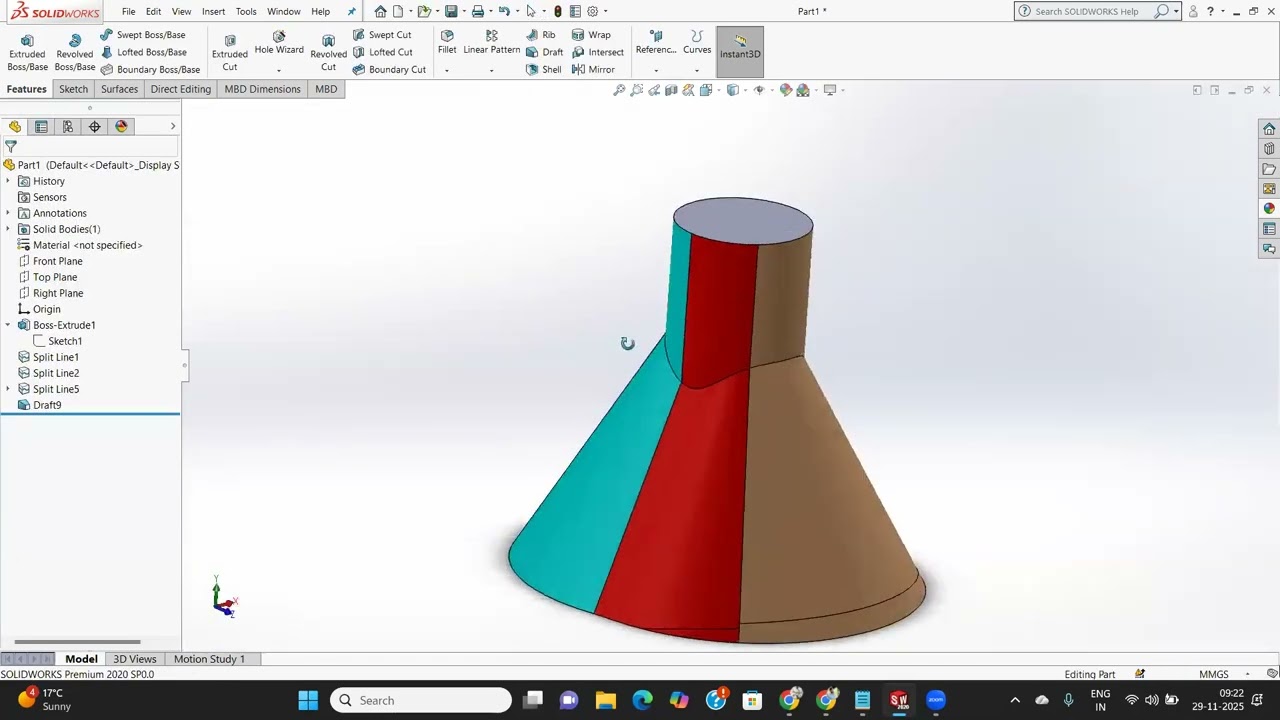 SolidWorks 3D Curves: Split Line, Projected Curves & XYZ Coordinate Paths | Part 14