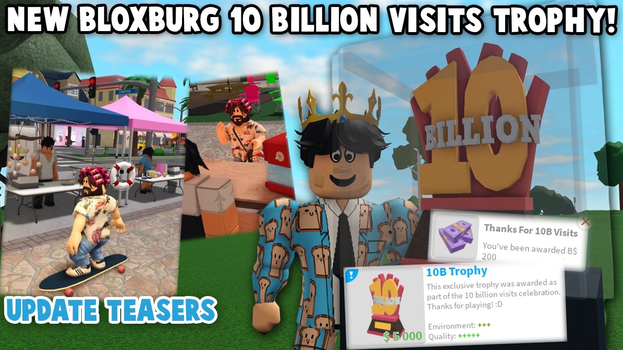 НОВЫЙ ТРОФЕЙ ЗА 10 МИЛЛИАРДОВ ПОСЕЩЕНИЙ BLOXBURG И БЛОКБАКСЫ! ТИЗЕР ОБНОВЛЕНИЯ &laquo;ЛЕТНИЙ ФЕСТИВАЛЬ&raquo;