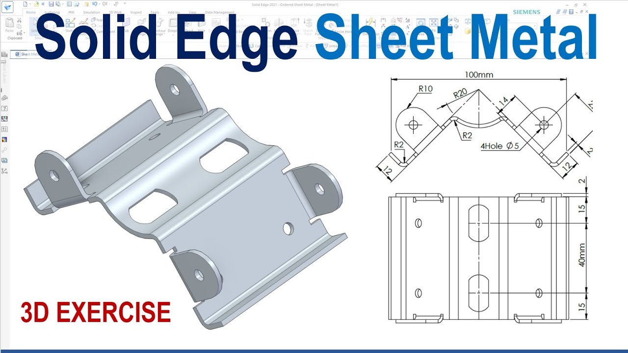 Advanced Sheet Metal Exercise in Solid Edge | Tutorials #13