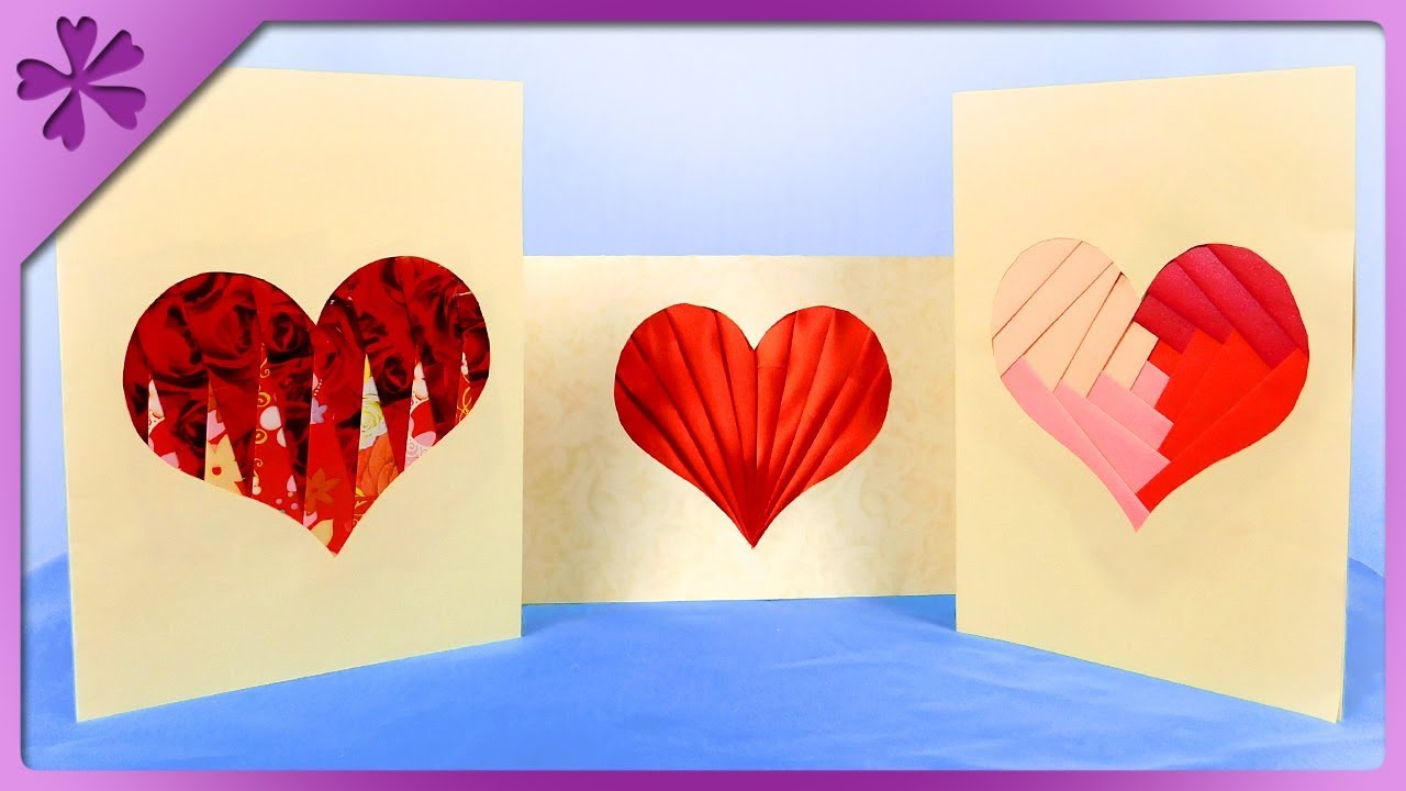 DIY How to make iris folding card, heart, 3 patterns (ENG Subtitles) - Speed up #448