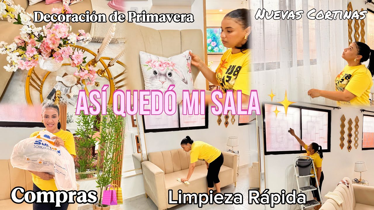 LIMPIANDO Y DECORANDO MI SALA PARA PRIMAVERA 🌸 | Colocando Cortinas Nuevas | Motivación para Limpiar