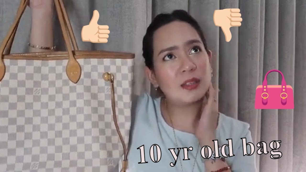 Louis Vuitton Neverfull Azur in MM size wear & tear+review | 10 year old bag