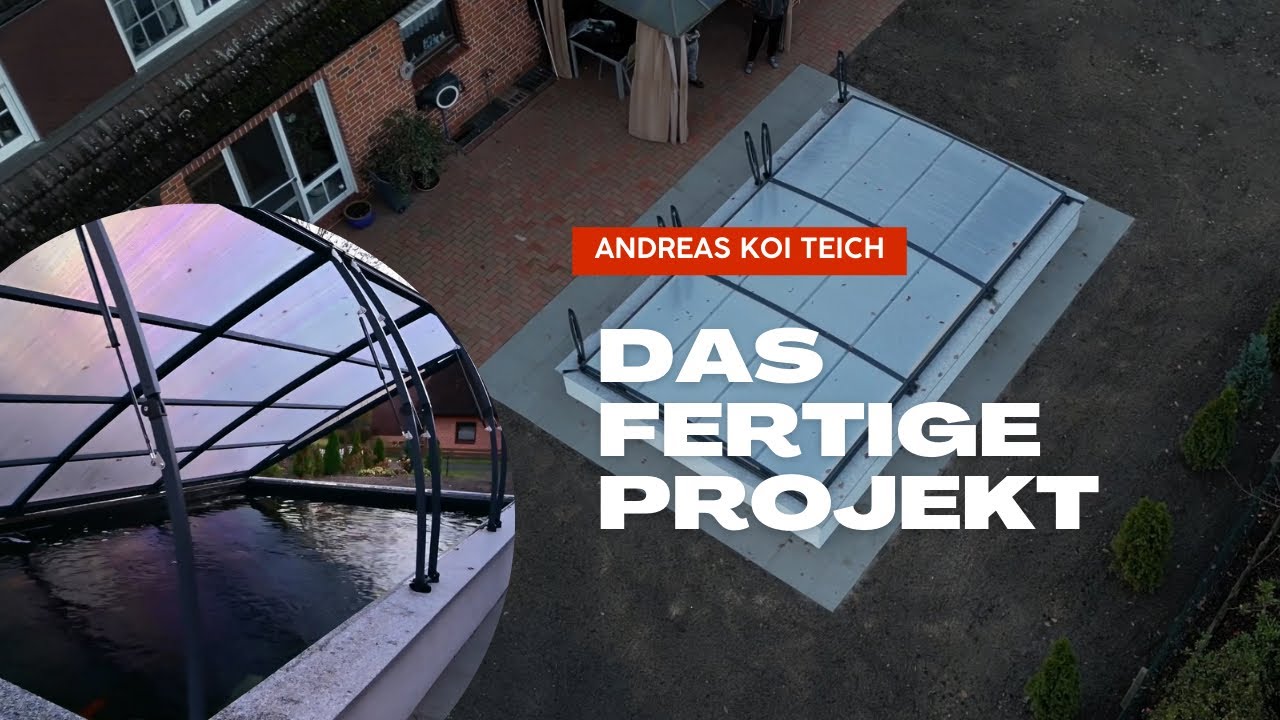 Andreas Koi Teich mit Smartpond Endlosband Filter und Teichabdeckung von Abrideal ist endlich fertig