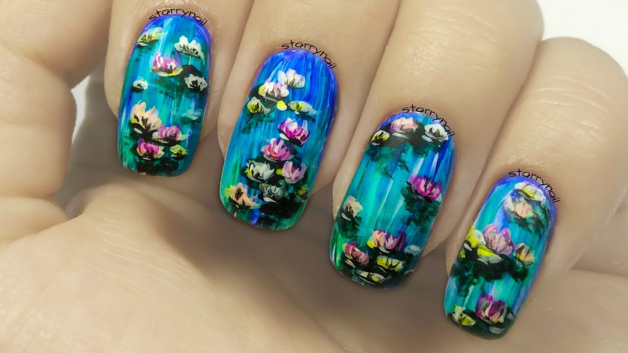 Impressionist Water Lilies [Freehand Nail Art]