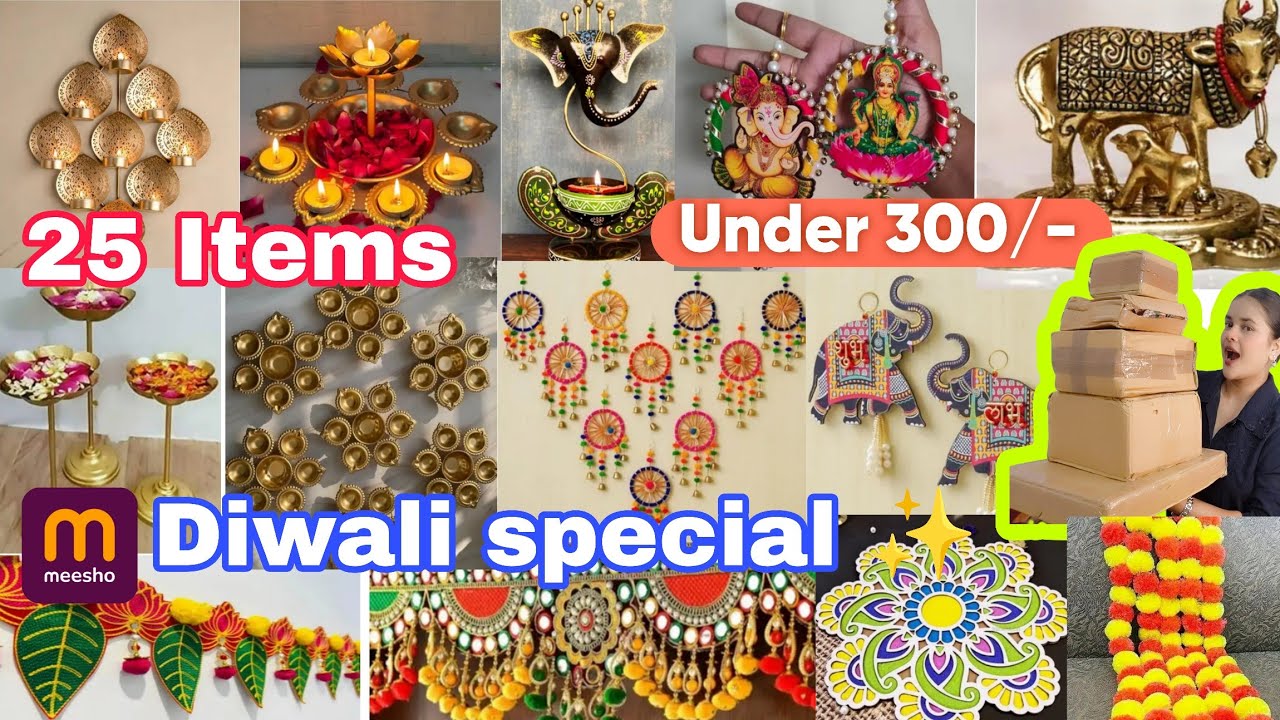 DIWALI HOME DECORATION HAUL UNDER 300✨ 25 ITEM'S💌 HUGE MEESHO DIWALI HOME DECOR HAUL #diwalispecial