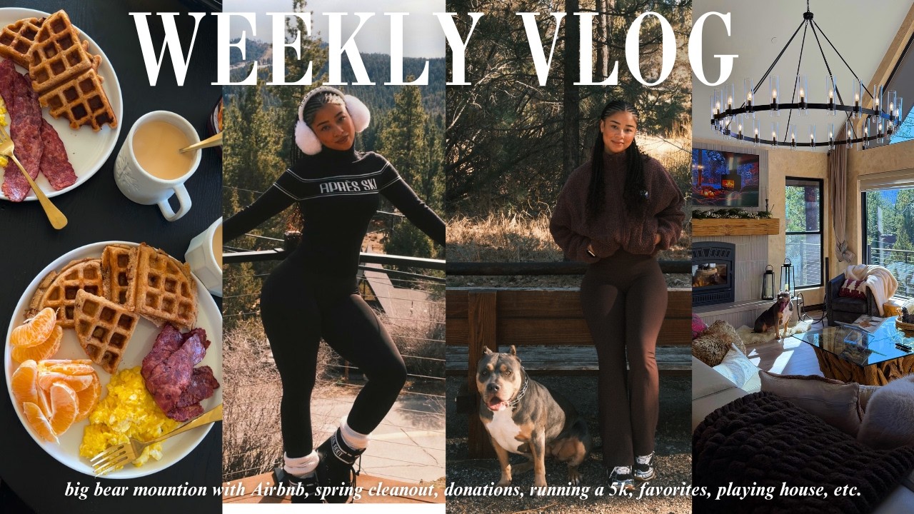 WEEKLY VLOG | couple's cabin trip, big bear mountain, donating, running a 5k, spring cleanout...