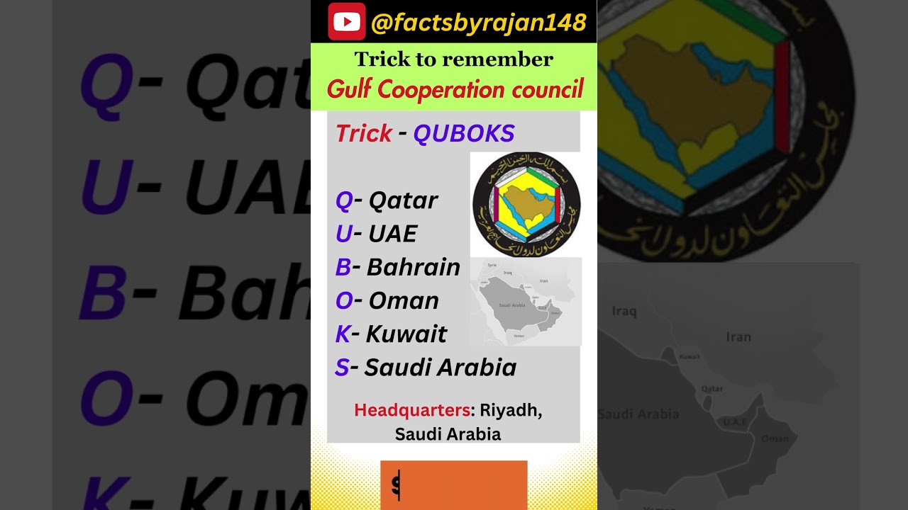 Memory Trick Gulf Cooperation Council member Countries#quboks #gcc #gulfcountries #tricks #gk