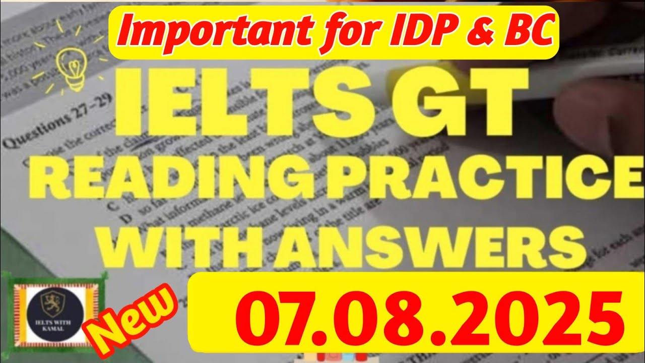 IELTS Reading Practice Test 2025 With Answers | 07.08.2025 | IELTS General Reading Practice Test