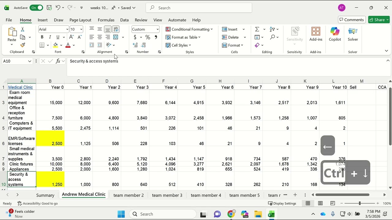 Week 10 step 3.4 Initial outlay and depreciation totals
