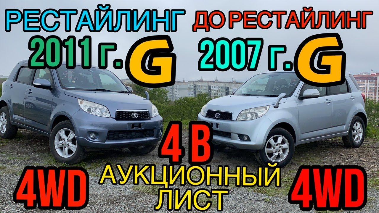 Сравнительный обзор на TOYOTA RUSH 2011 и 2007 год  4WD без пробега по России с аукциона Японии.