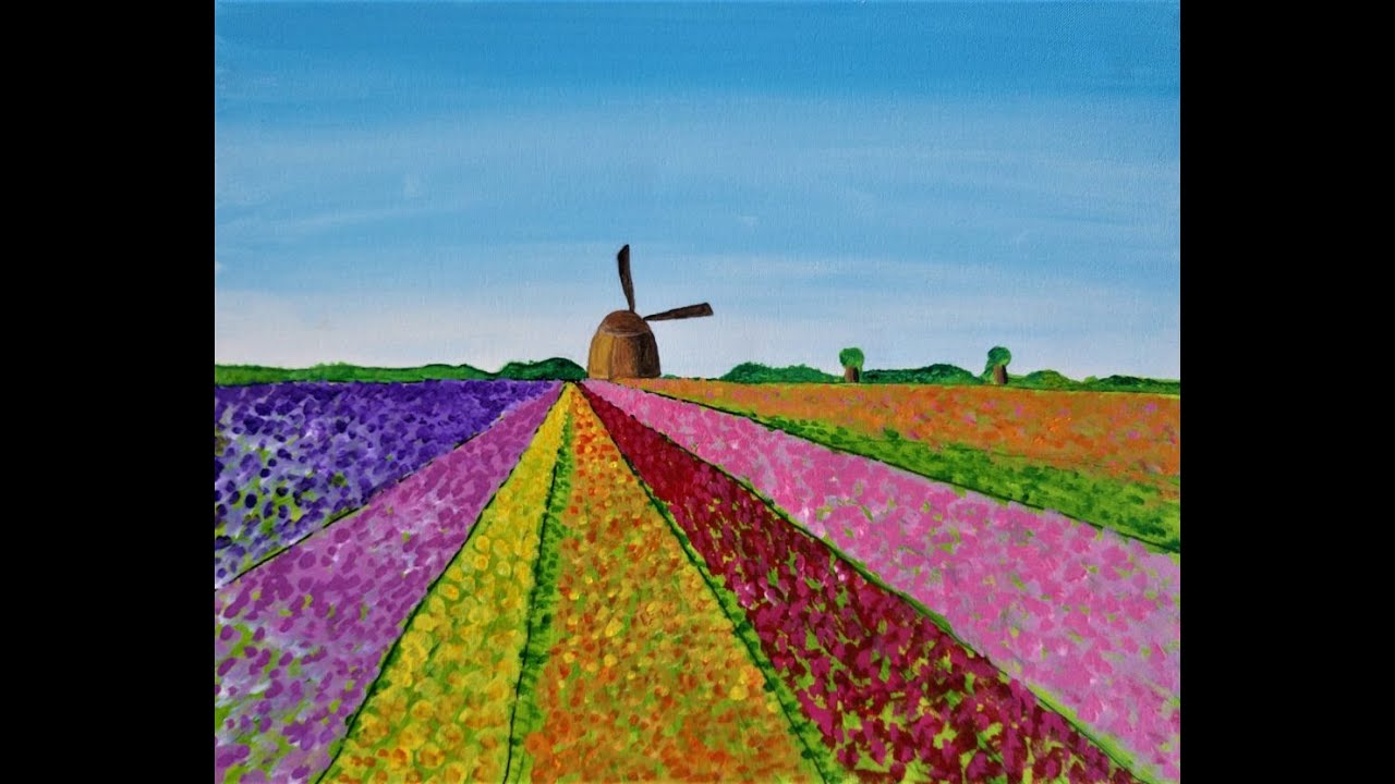Acrylic Painting - Tulip Fields