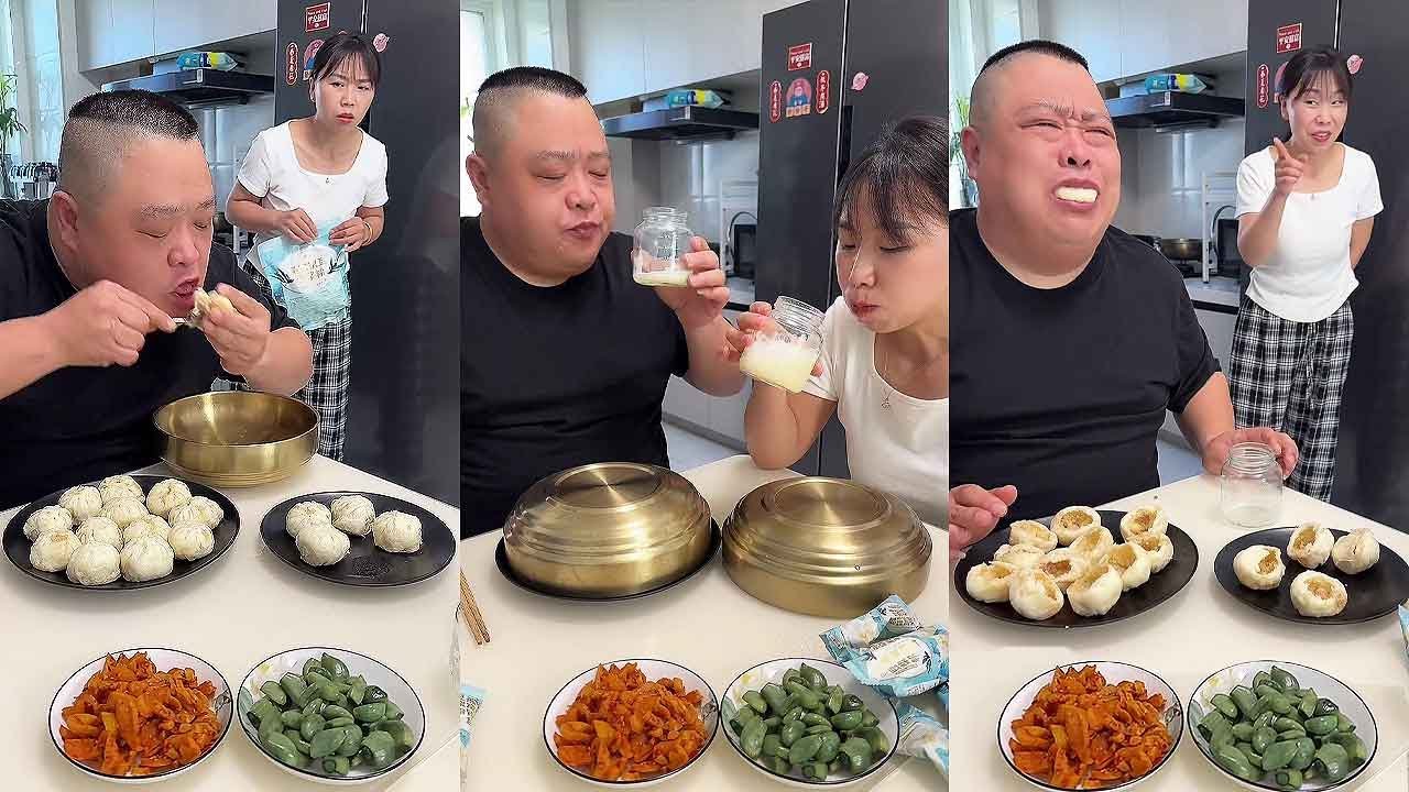 蠢老公貪吃的毛病就是不改，把我包子的肉餡都偷吃了，最後自己只剩皮後悔了！ 【胖嫂美食】