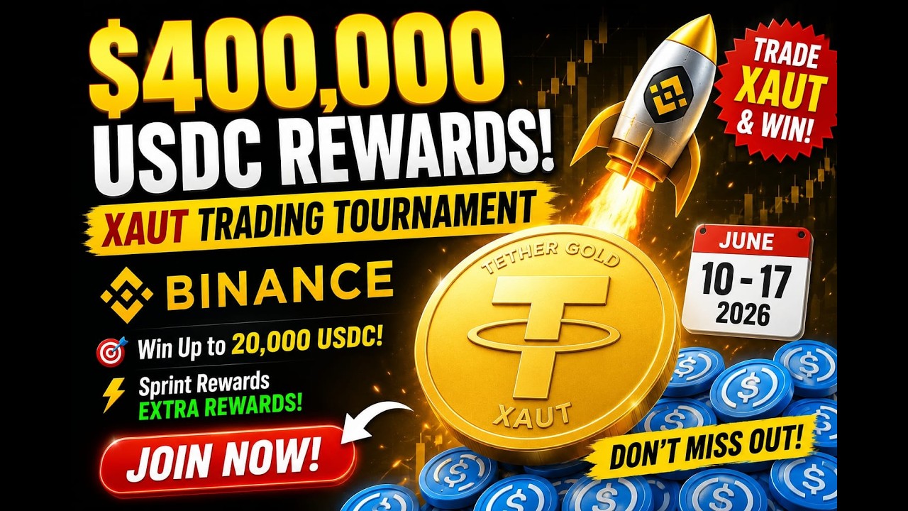 $400,000 USDC Rewards LIVE on Binance 🚀 XAUT Trading Tournament Just Started!