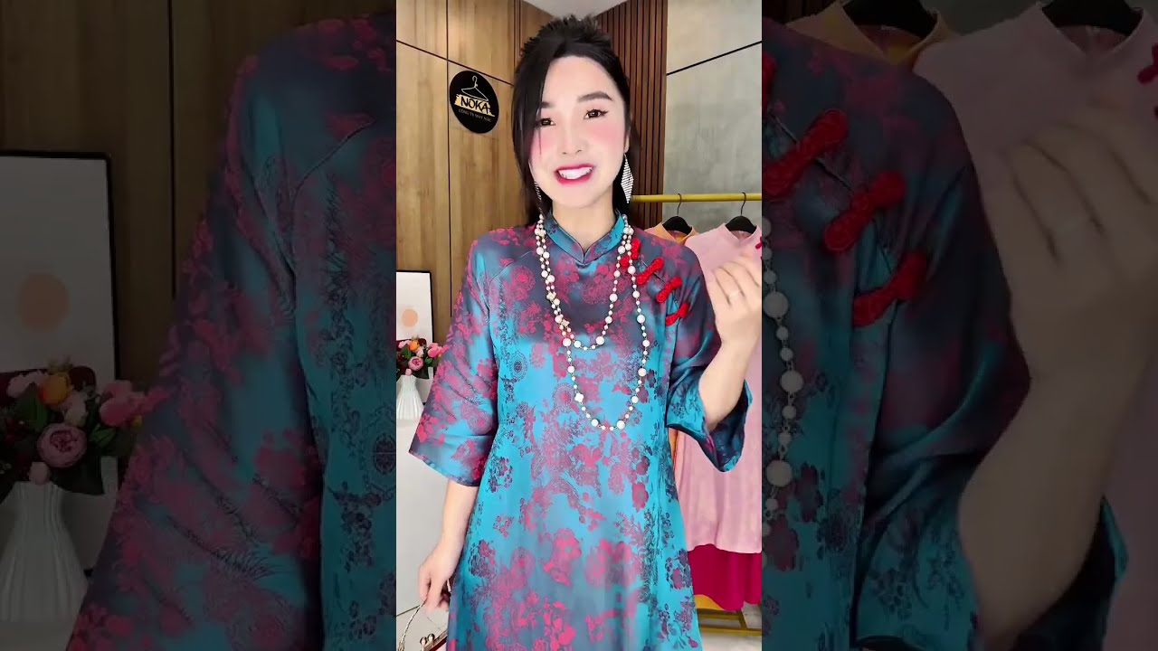 ÁO DÀI LỤA GẤM TƠ TẰM AD627 NOKA|Đặt hàng ☎️035.272.4567