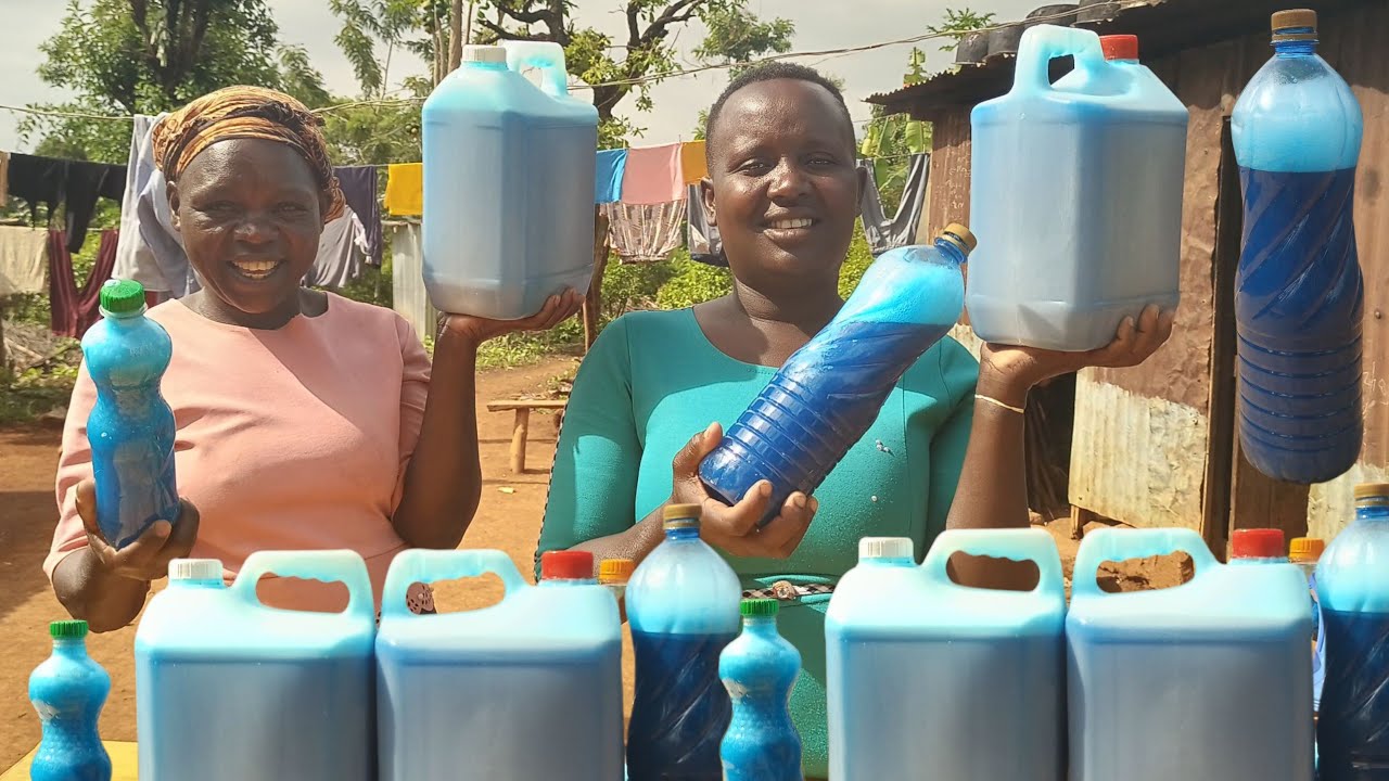 Making liquid soap in the village &cooking traditional ugali,beef stew 🍲