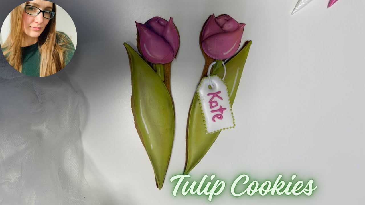Tulip cookies decorated with Royal Icing 