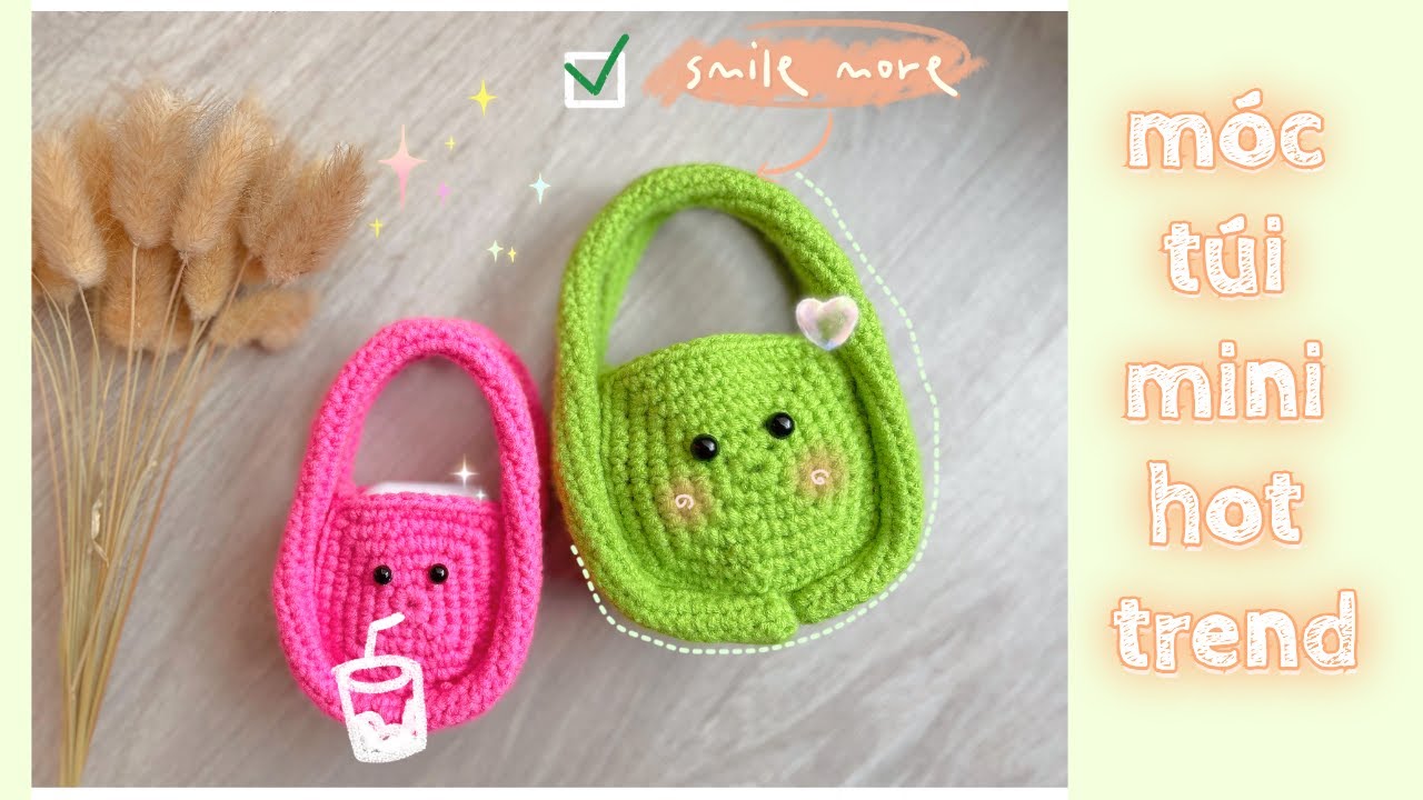 “Crochet Bag”- Cách móc túi mini hot trend màu siêu yêu❤️💚. Kiểu #3