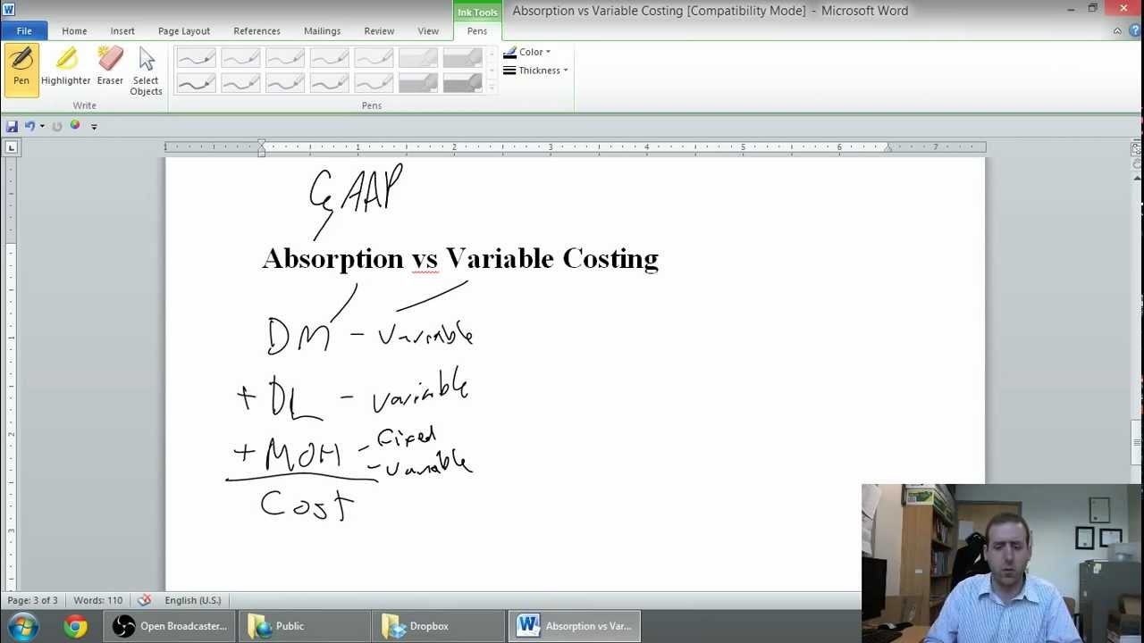 Variable vs Absorption Costing Part 1