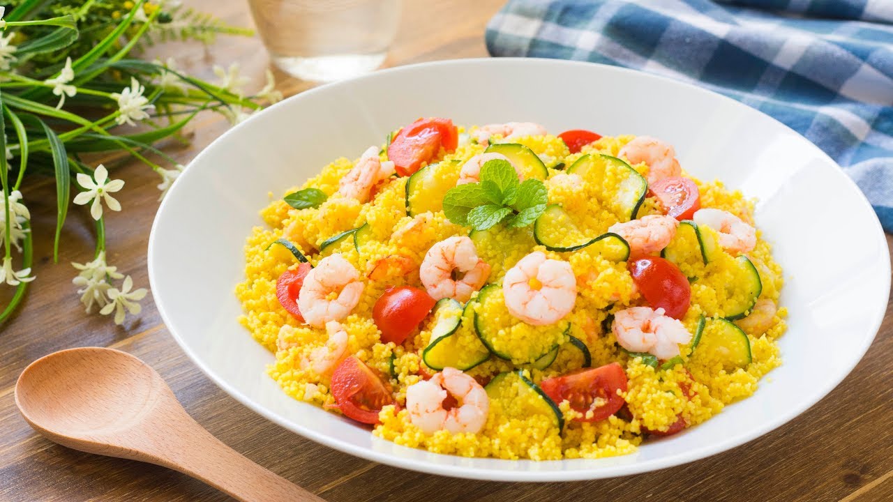Cous Cous Freddo Zucchine e Gamberetti - Ricetta Piatti Freddi - 55Winston55