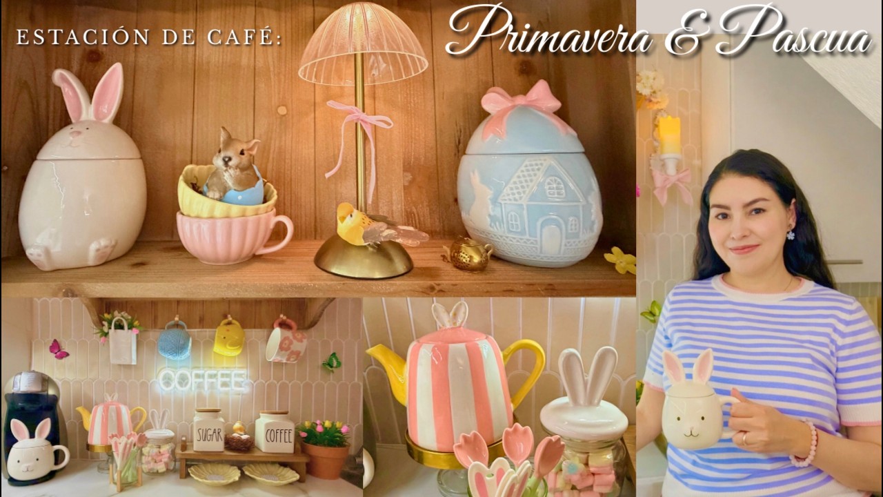 Decoración Estación de Café Primavera Y Pascua