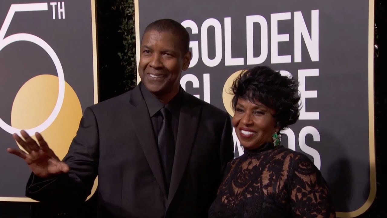 Denzel Washington & Pauletta Washington Golden Globe Awards Fashion Arrivals (2018) | ScreenSlam