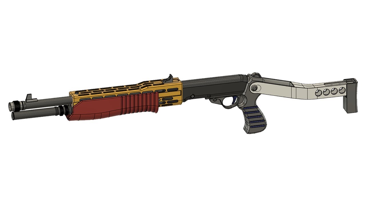 3D modeling Franchi SPAS-12 shotgun (timelapse)