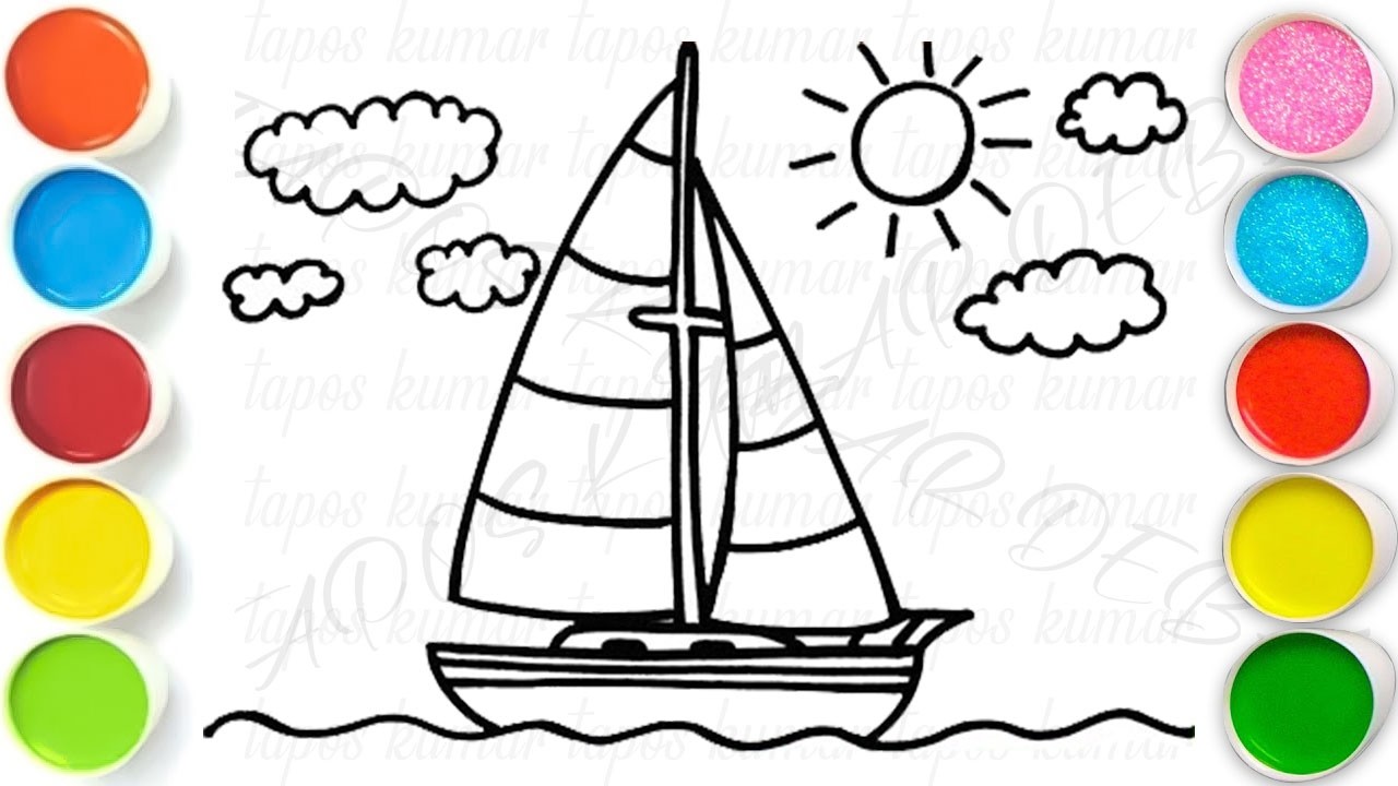 Sailboat Drawing, Painting & Coloring For Kids and Toddlers_ Easy Art