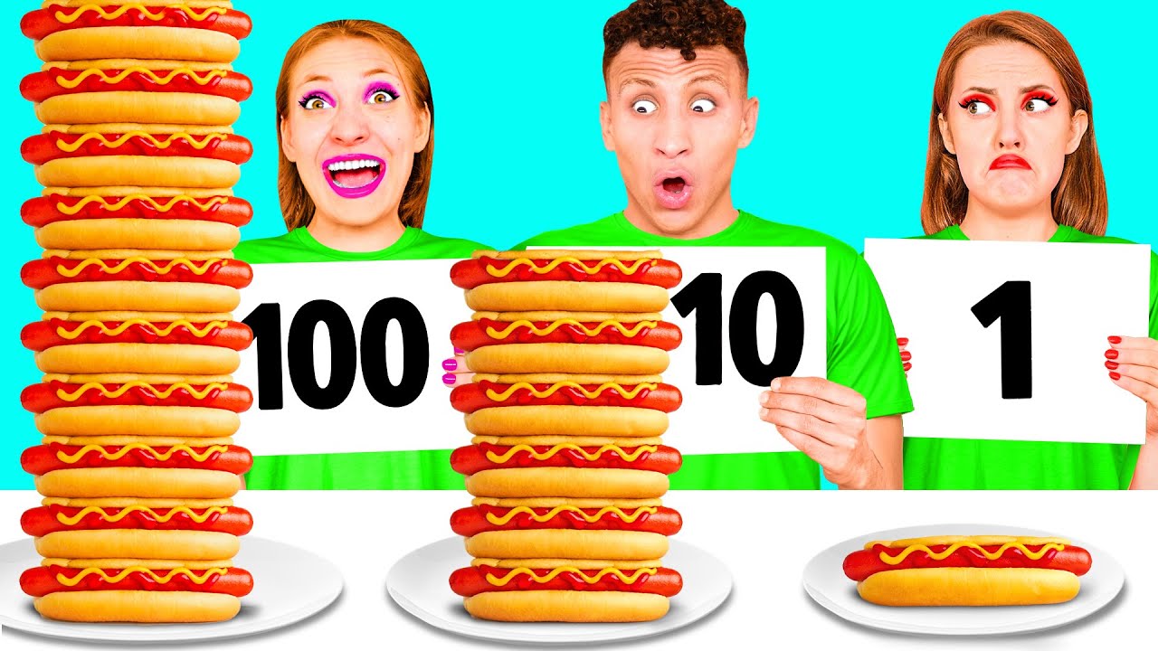 Tantangan 100 Lapis Makanan | Trik Makanan Keren RaPaPa Challenge