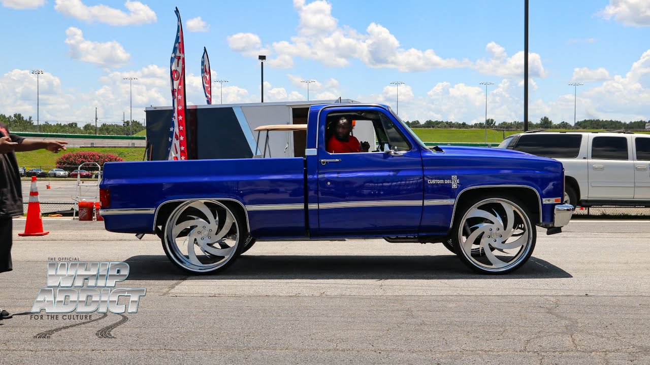 WhipAddict: Huge Lips on the 86' Blue Chevrolet Silverado Short Bed C10 Tuckin 26s, Custom Interior