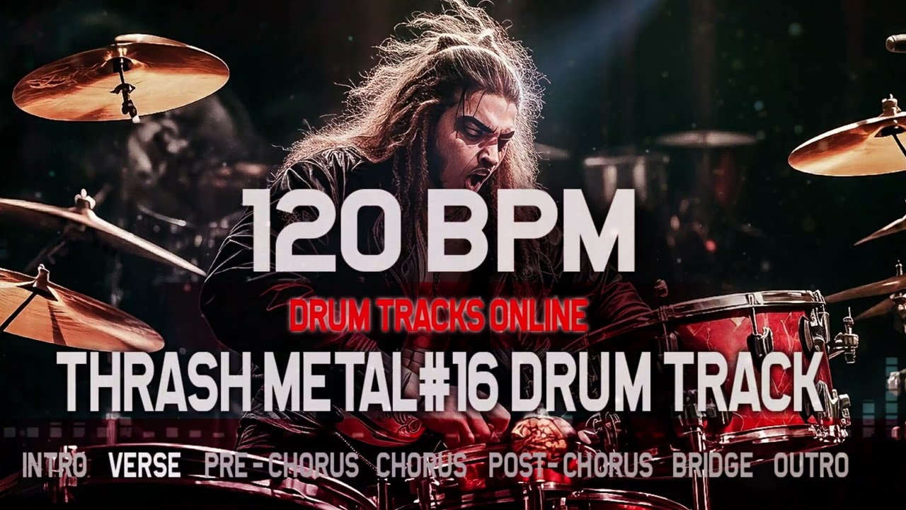 🥁 Thrash Metal Drum Track #16 120 BPM (High-Quality!)