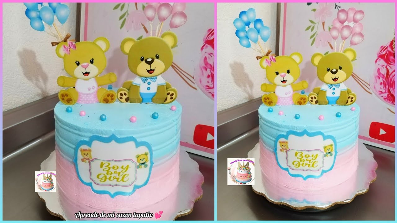 Pastel para revelación de género | pastel de ositos | Gender Revel cake