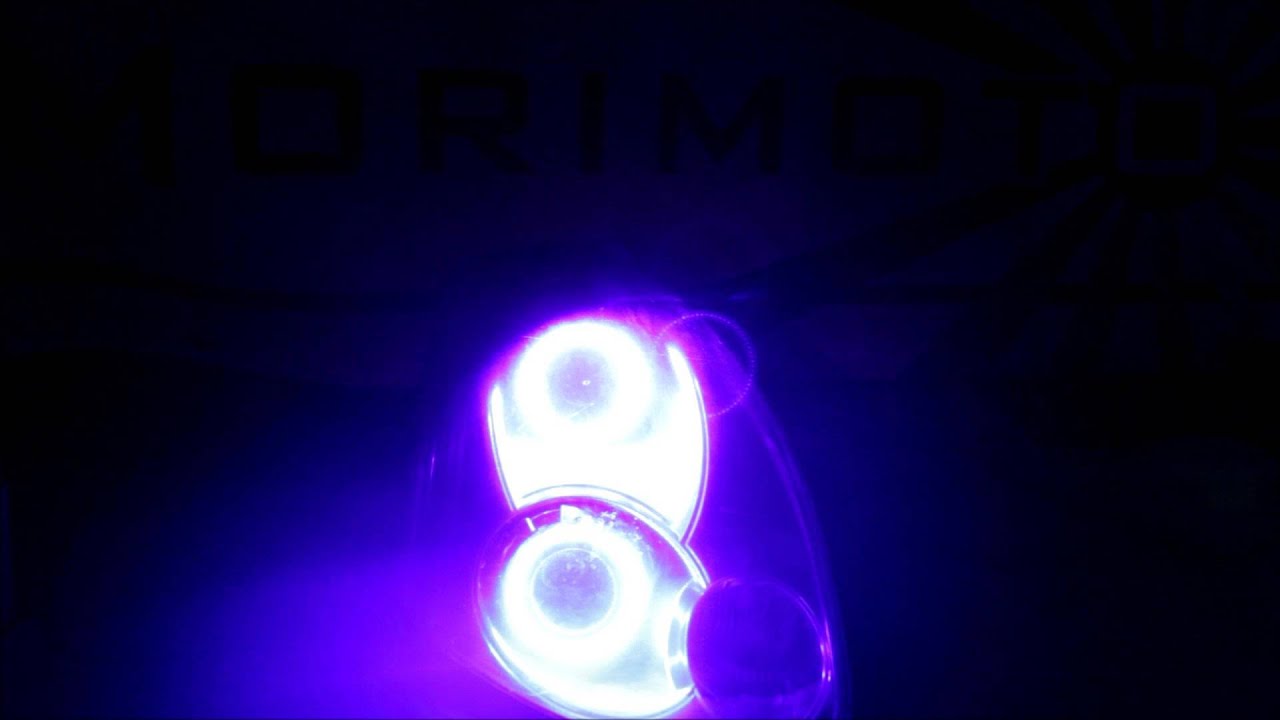 06 G35 Coupe Quad projector build with RGB Demon eyes & Halos