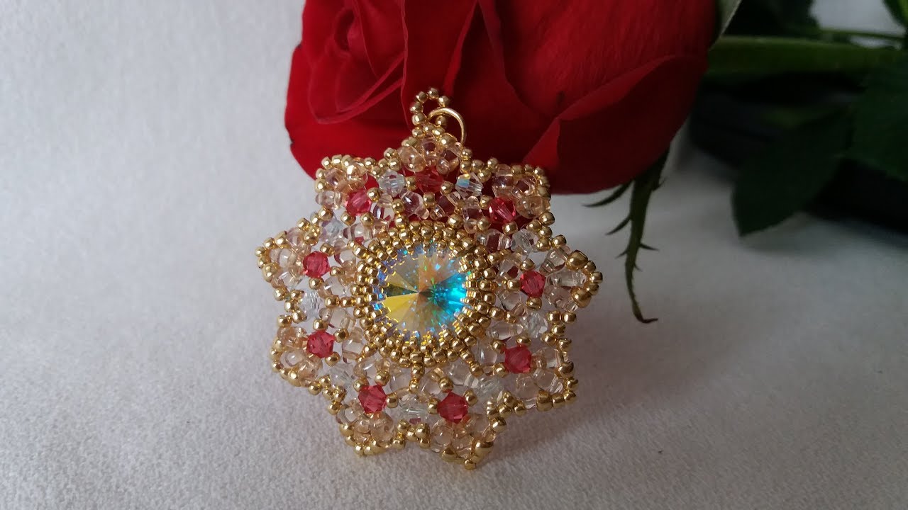 DIY Tutorial ciondolo Sofia con rivoli swarovski 16 mm.