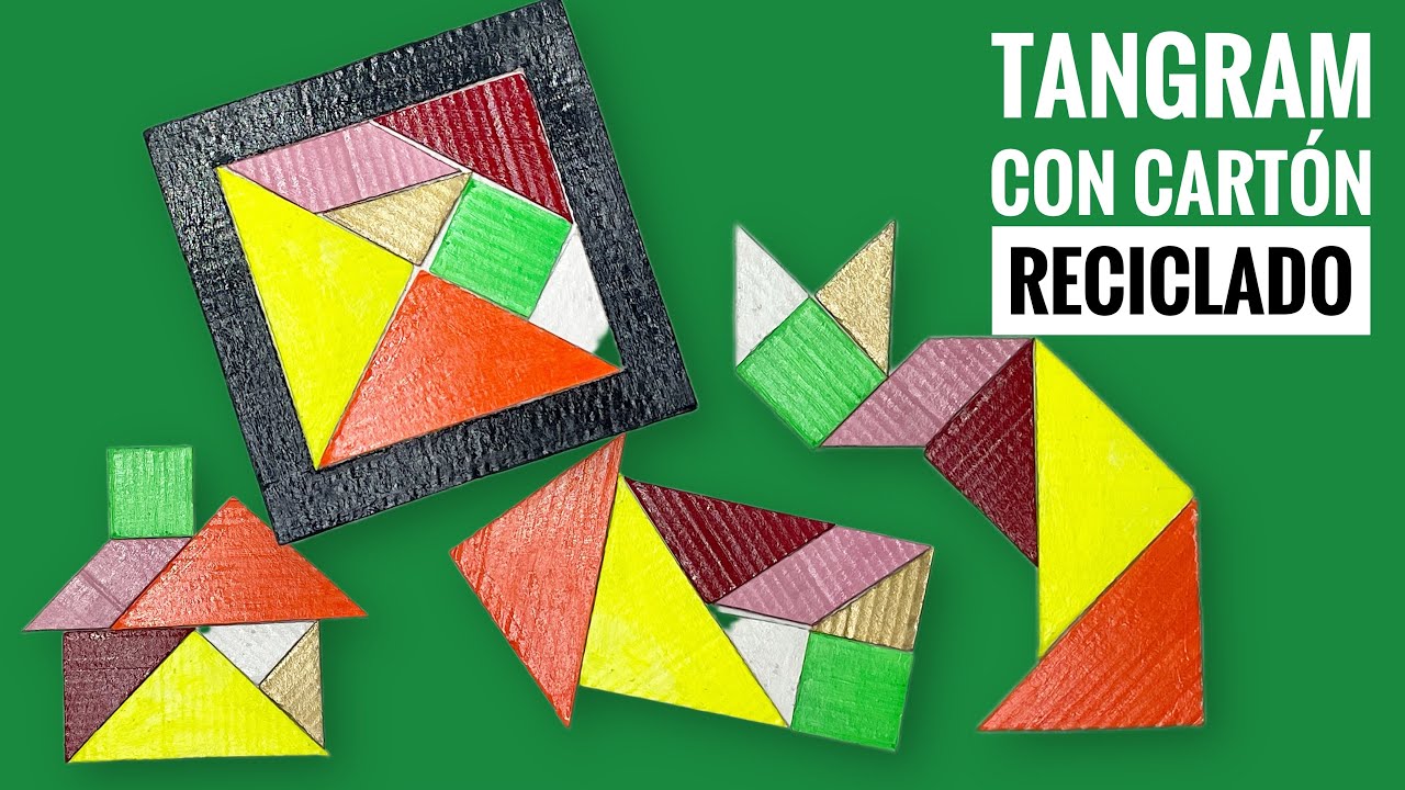 Cómo hacer un TANGRAM fácil con cartón reciclado | Diy | manualidades