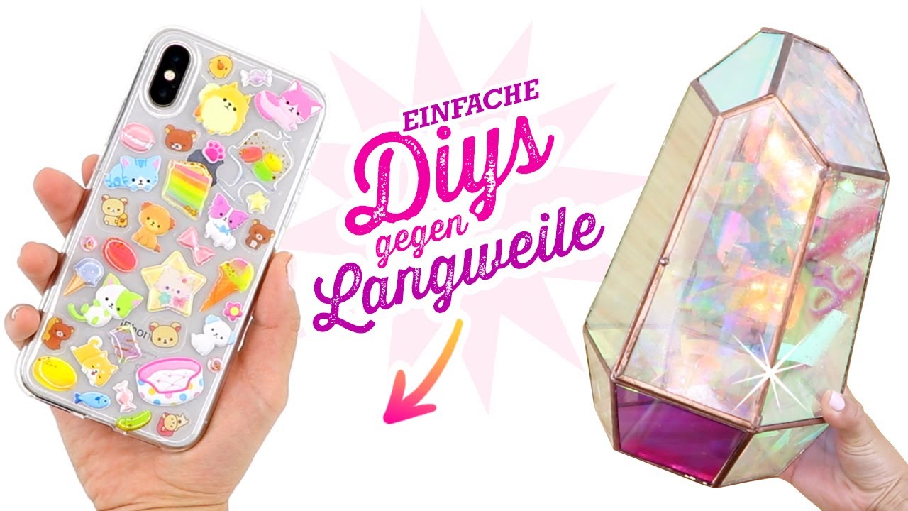 Einfache DIYs gegen Langeweile! Handyhülle & Holo Deko! Einfach zuhause mit Stickern basteln!