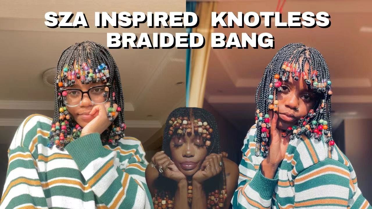 HOW TO: KNOTLESS BOX BRAIDS WITH BEADS | SZA Inspired Braided Bang With Beads |