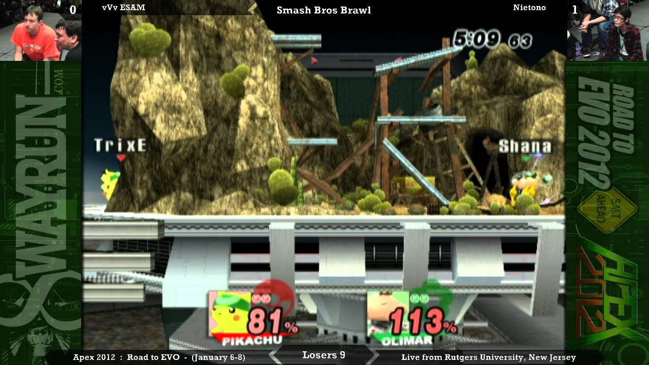 Apex 2012 - Brawl Singles: vVv ESAM (Ice Climbers) vs. Nietono (Olimar) LSF