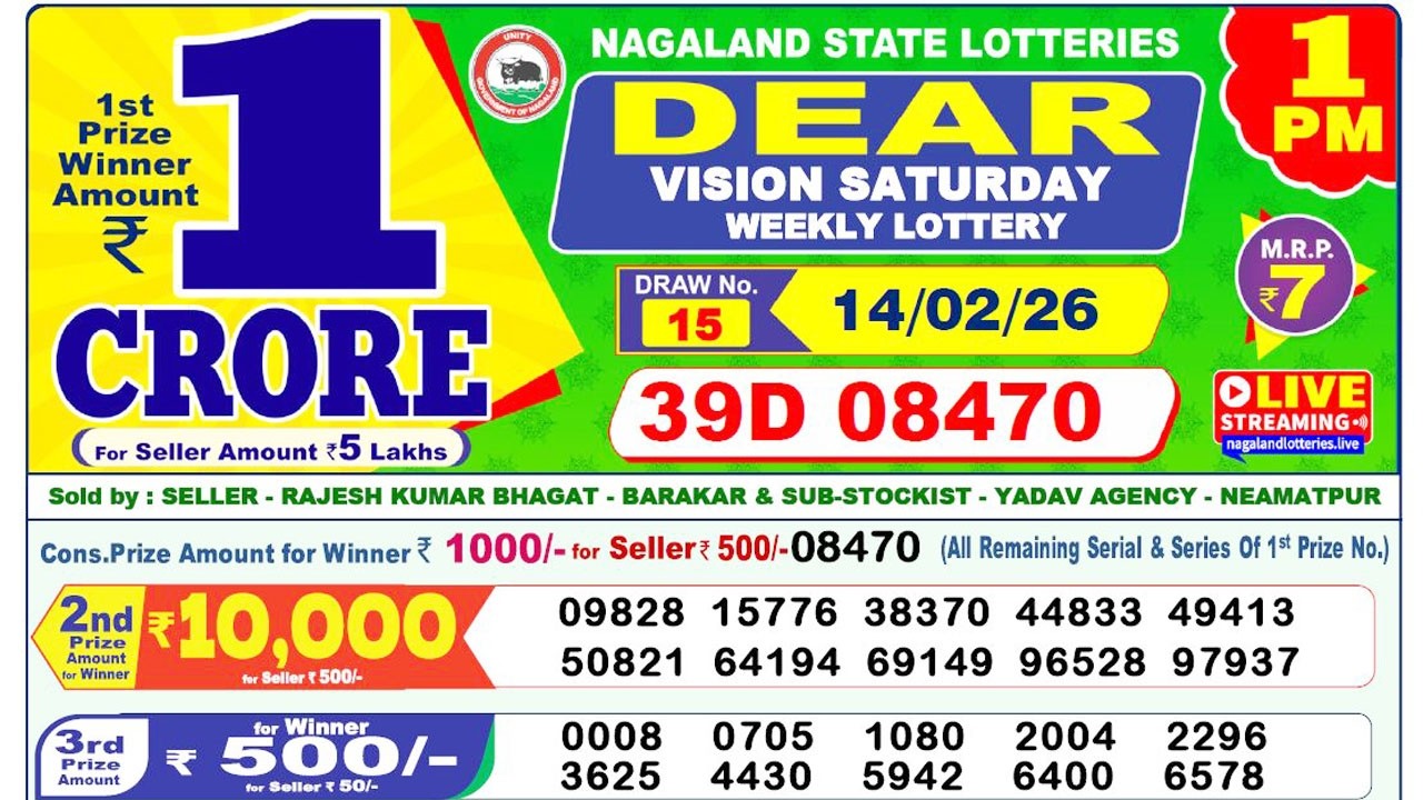 Nagaland Lottery Sambad Live 1pm 14.02.2026 | Lottery Live