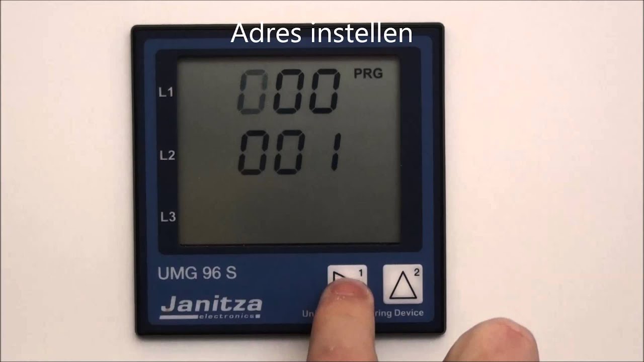 Modbus adres instellen op Janitza UMG96S, UMG96RM