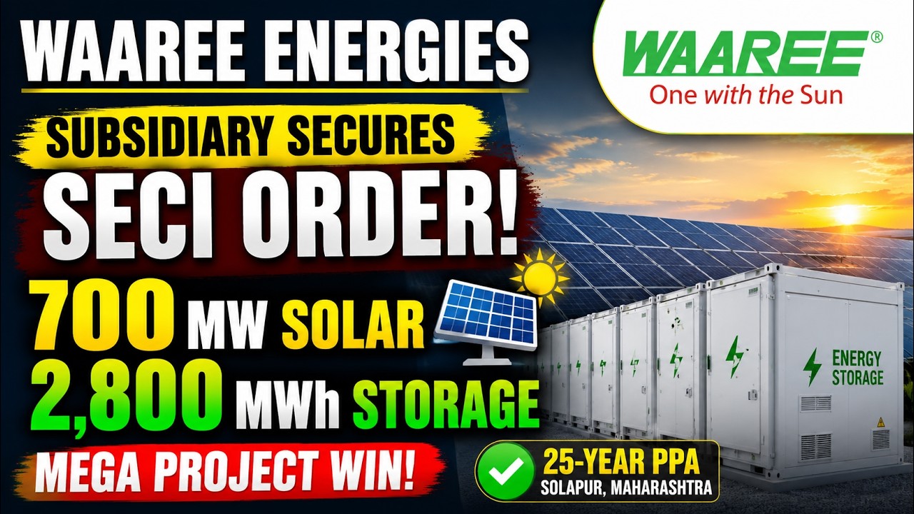 Waaree Energies⚡Subsidiary Wins SECI Order for 700 MW Solar🔥2,800 MWh Storage 🚀 Share News #stocks