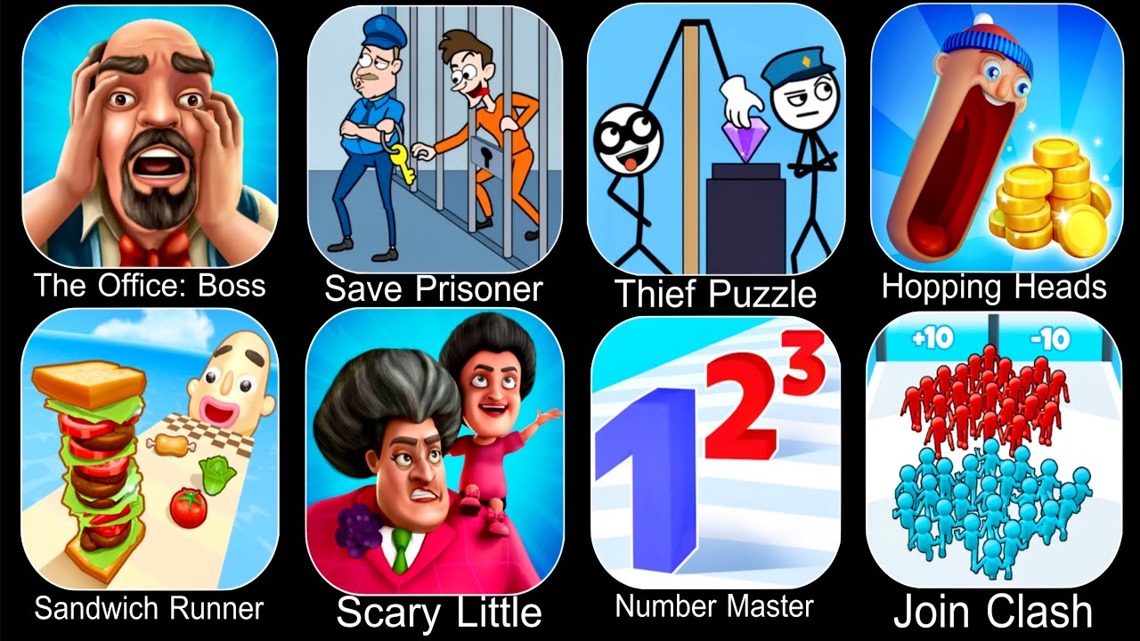 Sandwich Runner,Prankster 3D,Number Master,Join Clash,Save Prisoner,Thief Puzzle,Hopping Heads