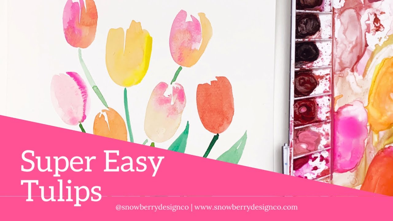 Super Easy Loose Watercolor Tulips | #PaintingForBeginners