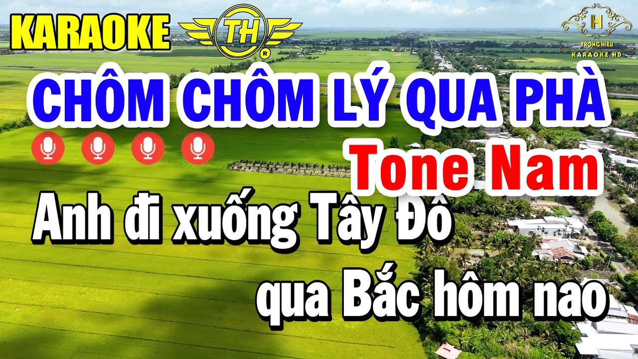 Chôm Chôm Lý Qua Phà Karaoke Tone Nam ( Dm ) Nhạc Sống Dễ Hát | Trọng Hiếu