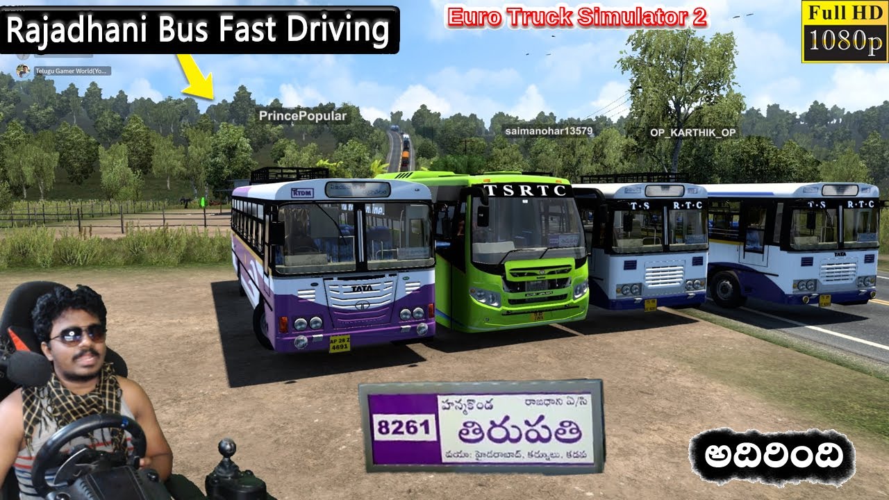 Rajadhani TSRTC Bus Fastest Drive Races with Logitech g29 Steering | ETS2 in Telugu