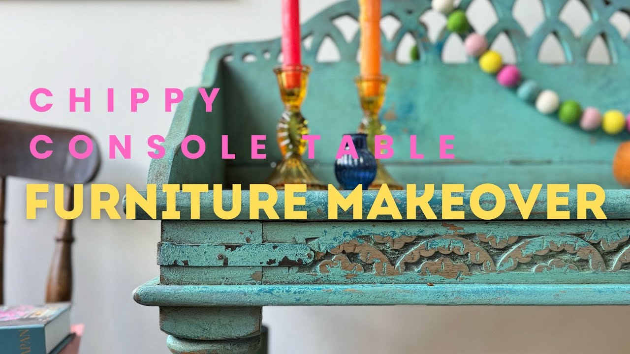 Faux finishes - a rustic, aged and chipped paint effect using chalk paint on an Indian console table