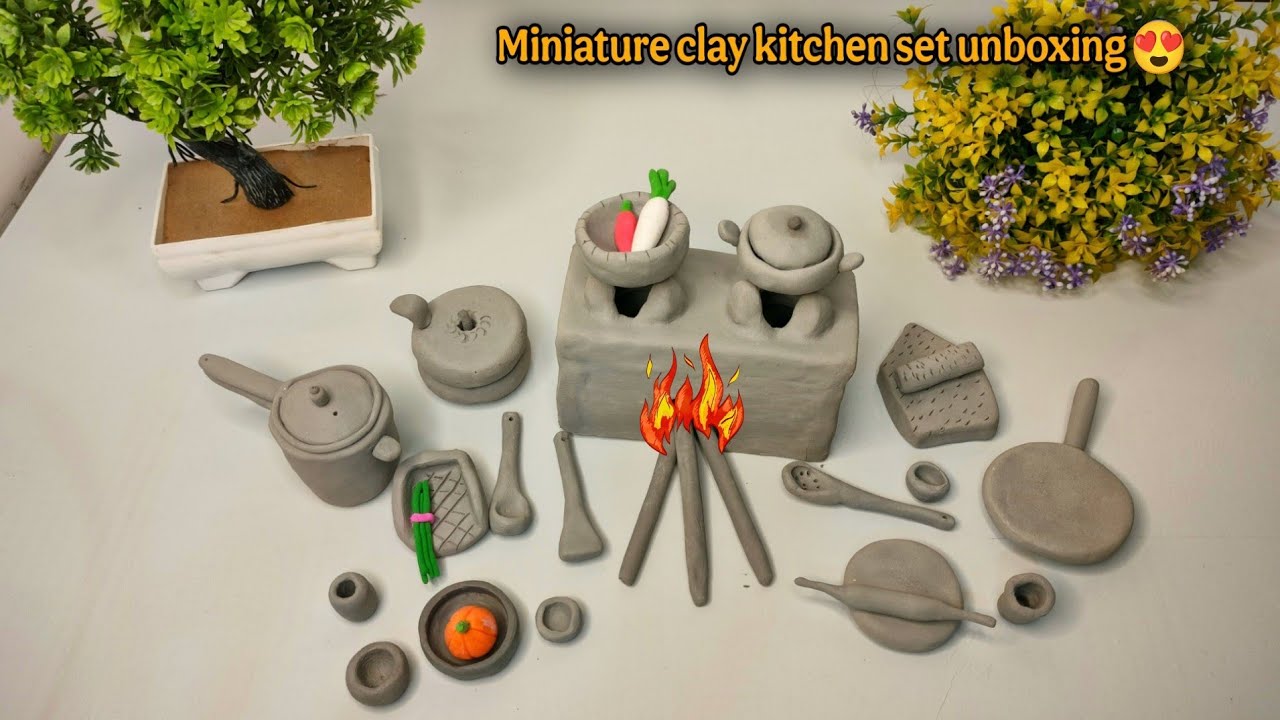 Miniature Clay Kitchen Set Unboxing 😍 | Indian Village Clay Kitchen Set | Mini kitchen set Unboxing