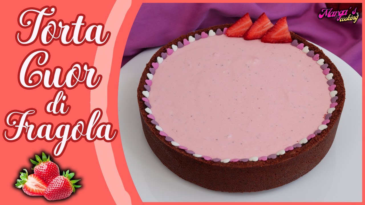 Strawberry heart cake🍓Torta cuor di fragola senza cottura