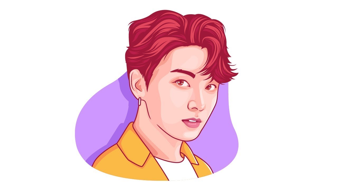 [Timelapse] Vector Portrait Flat Illustration using Adobe Illustrator | Jungkook BTS