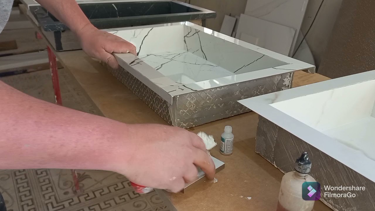 Detalhes de uma dobra de nicho revelado |Dicas de pia de porcelanato.