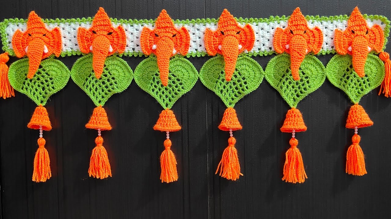 Wow 💫 Beautiful and Designer Toran Tutorial 💯 Crochet Ganeshji/Door Hanging Toran/jhaler/Bandhanwar 
